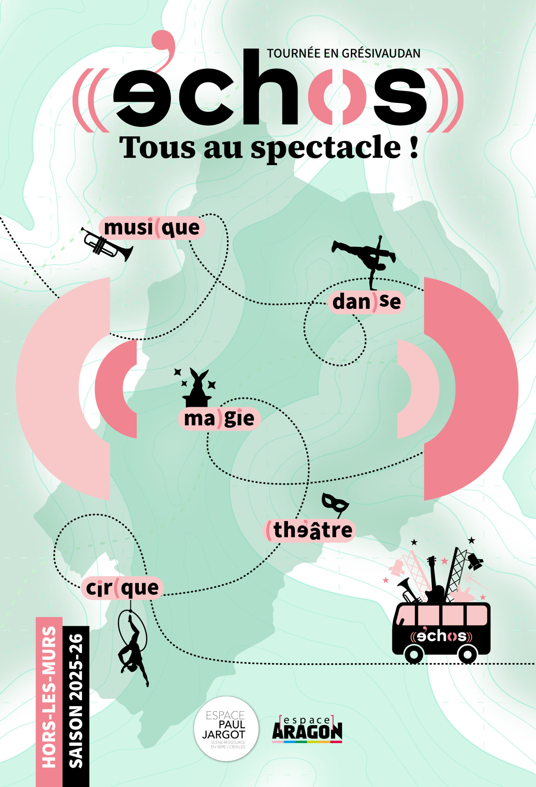 Visuel plaquette de la saison Échos, à cliquer pour lecture sur Calaméo